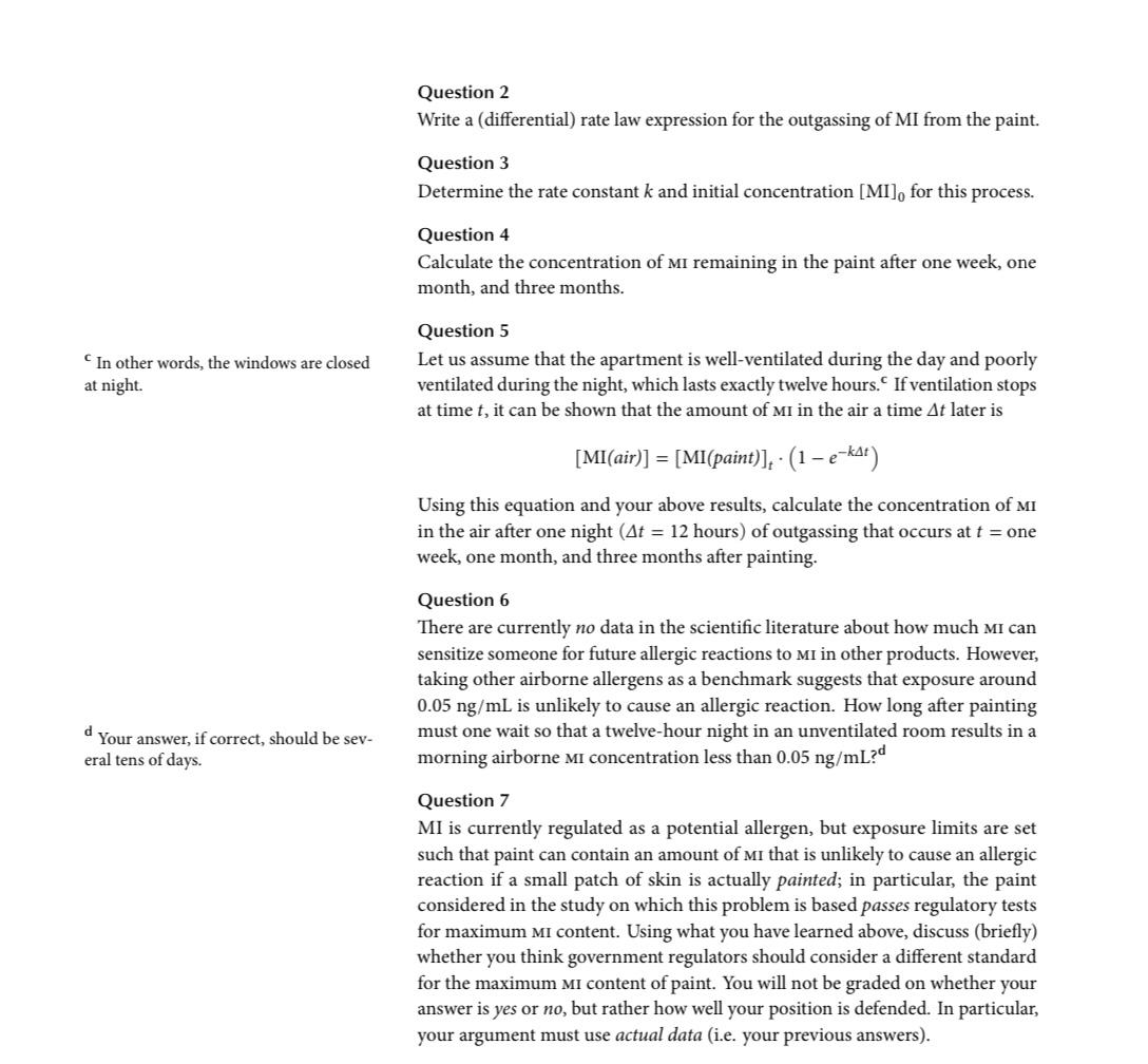 Question 2 Write a differential) rate law expression | Chegg.com