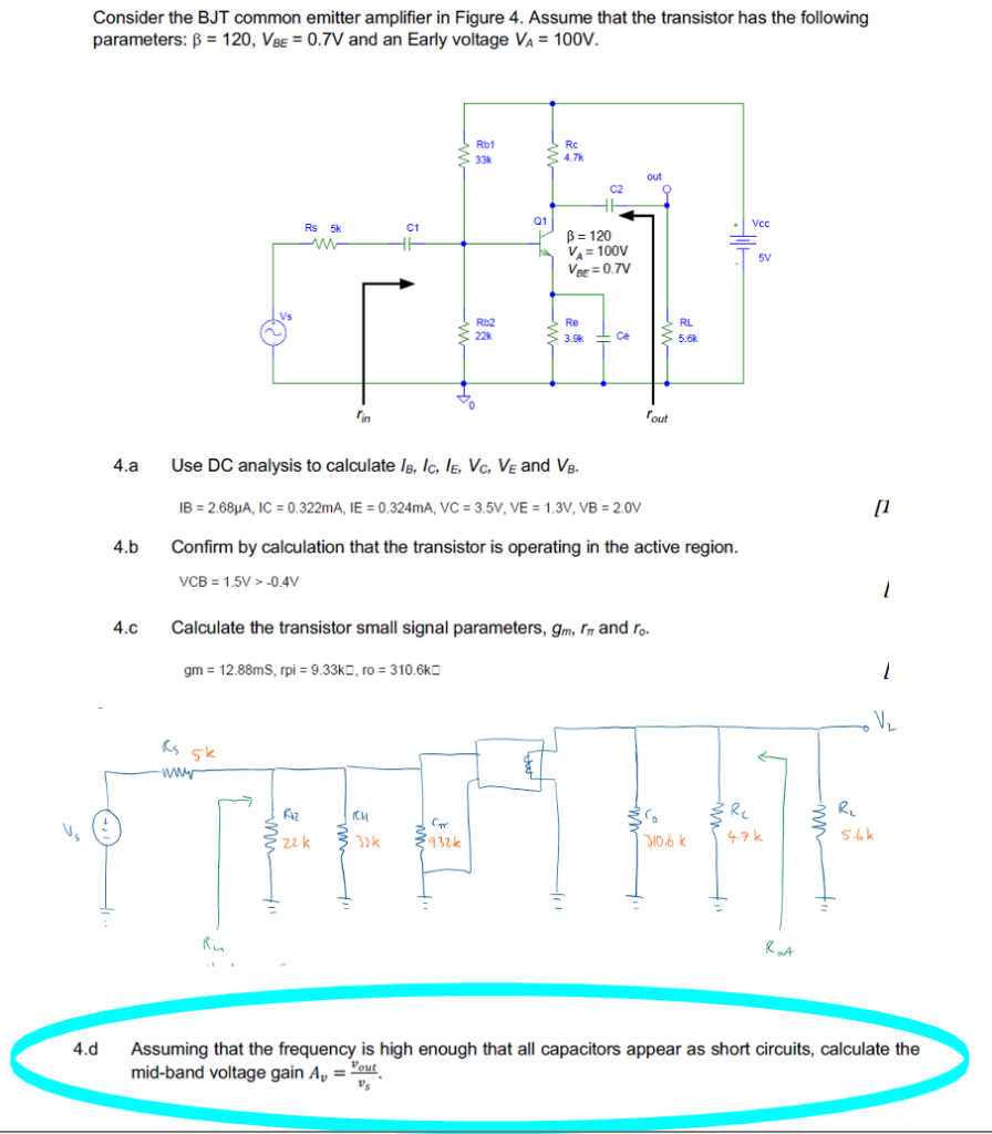 Solved Consider the BJT common emitter amplifier in Figure | Chegg.com