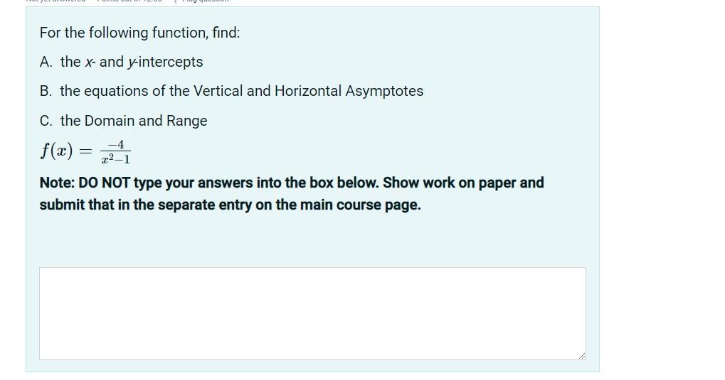 Solved For the following function, find: A. the x-and | Chegg.com