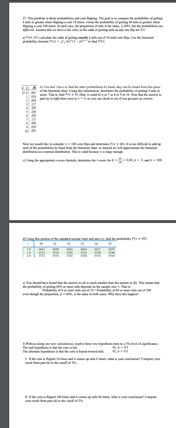 Solved 27. This Problem Is About Probabilities And Coin | Chegg.com