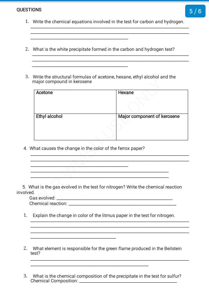 Solved EXPERIMENT 2 1/6 QUALITATIVE TESTS FOR ELEMENTS IN | Chegg.com