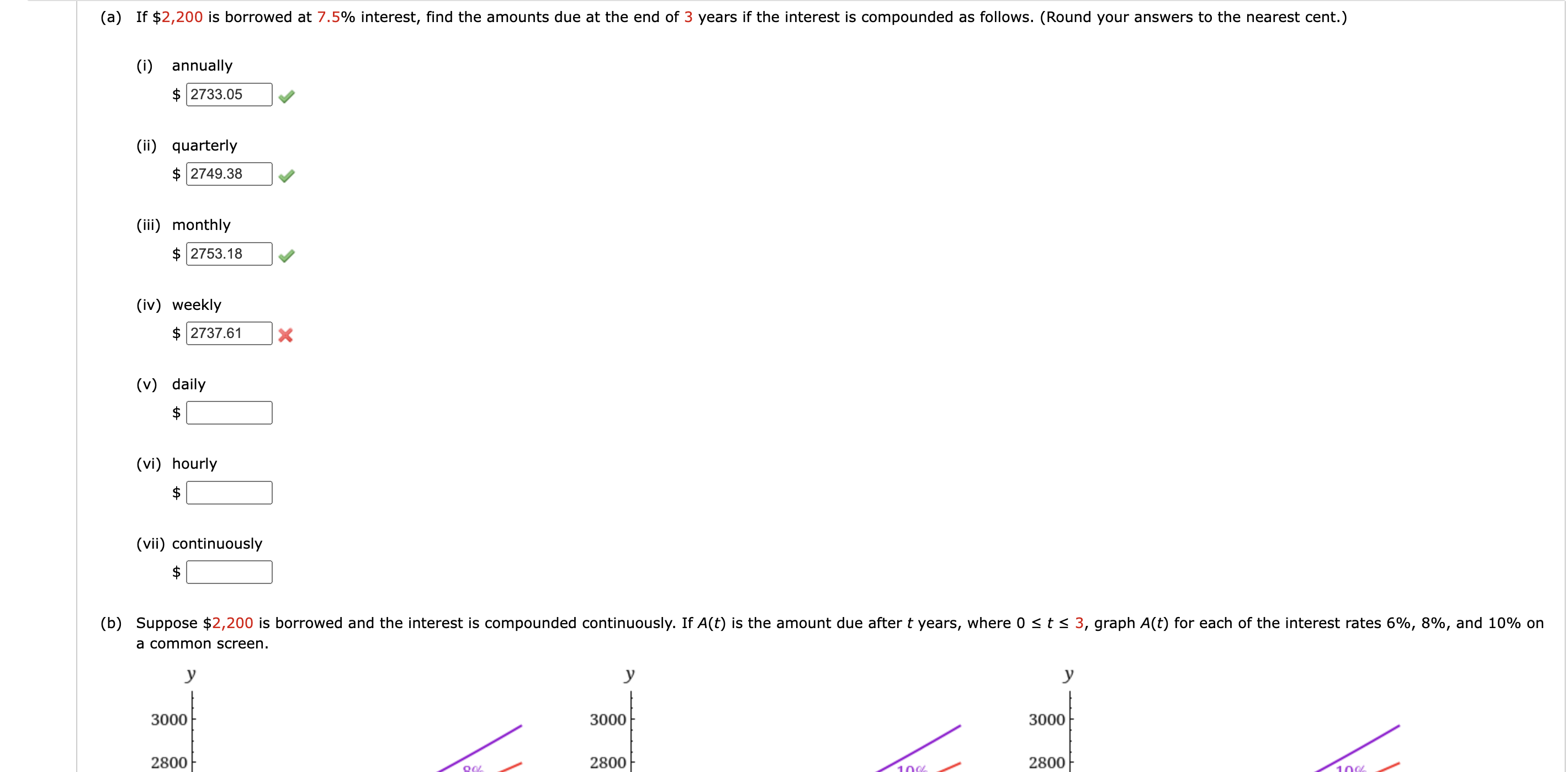(i) annually (ii) quarterly $ (iii) monthly $ (iv) | Chegg.com