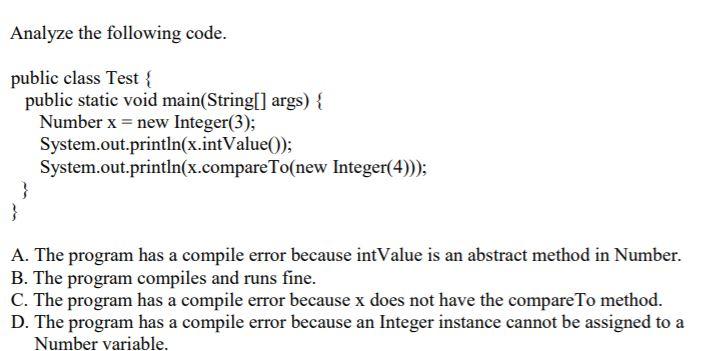 Solved Analyze The Following Code. Public Class Test Public | Chegg.com