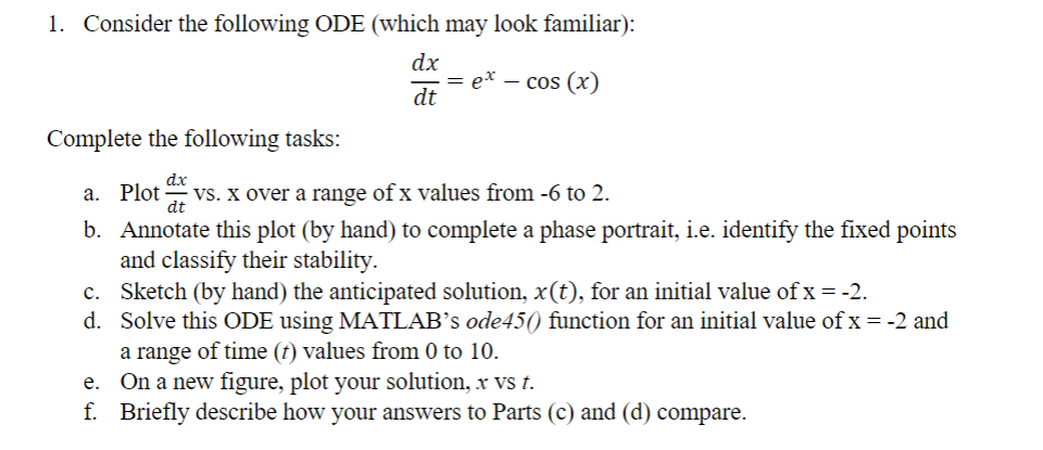 Solved 1. Consider the following ODE (which may look | Chegg.com