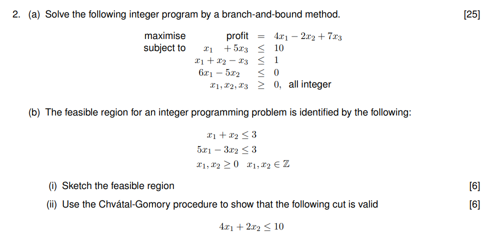 Solved 2. (a) Solve the following integer program by a | Chegg.com