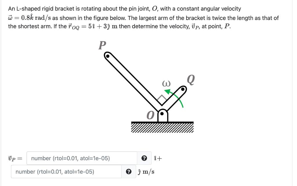 Solved An L-shaped rigid bracket is rotating about the pin | Chegg.com
