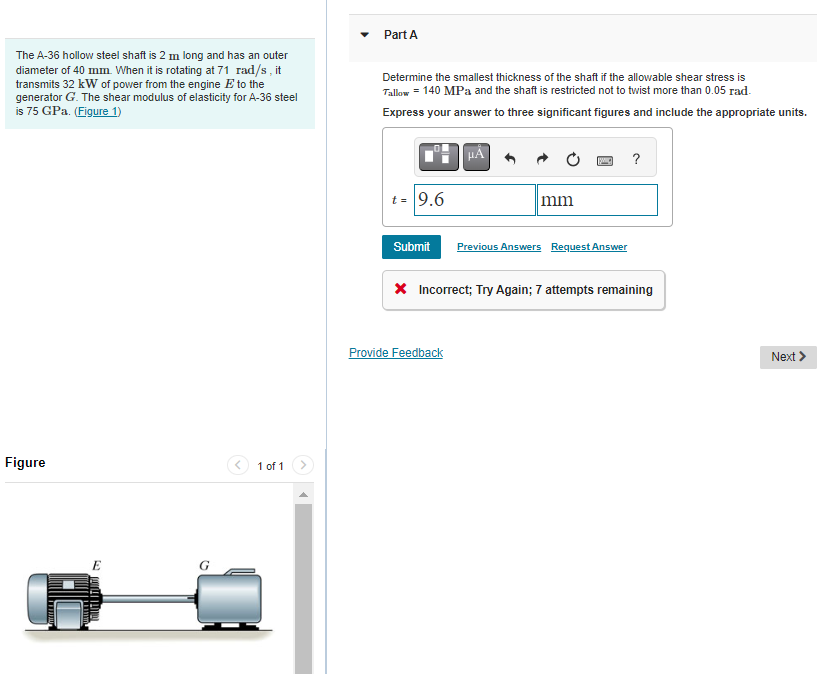 Solved the a 36 hollow steel shaft is 2 m long and has an chegg