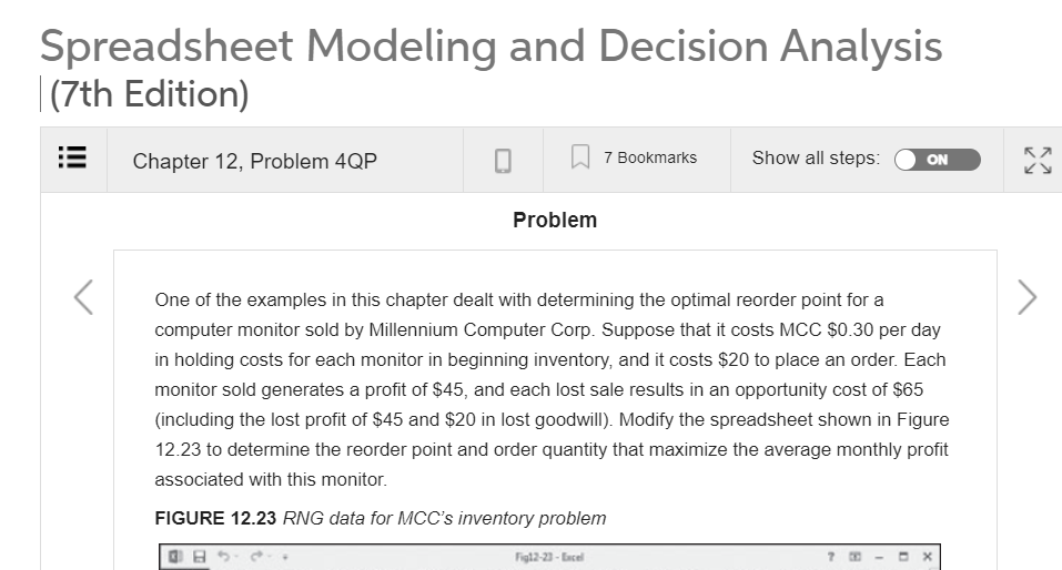 Solved In The Book - Spreadsheet Modeling And Decision | Chegg.com