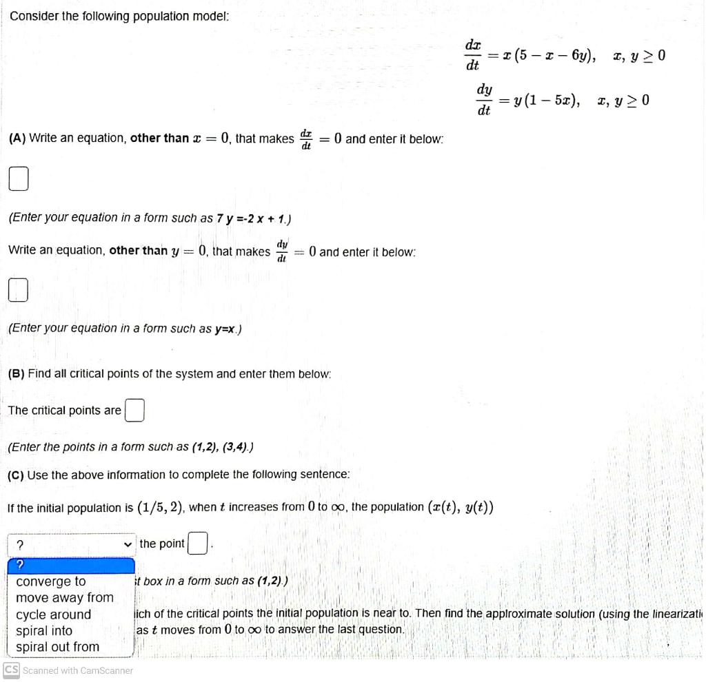 Solved Consider The Following Population Model: Dr = 2 Dt - | Chegg.com