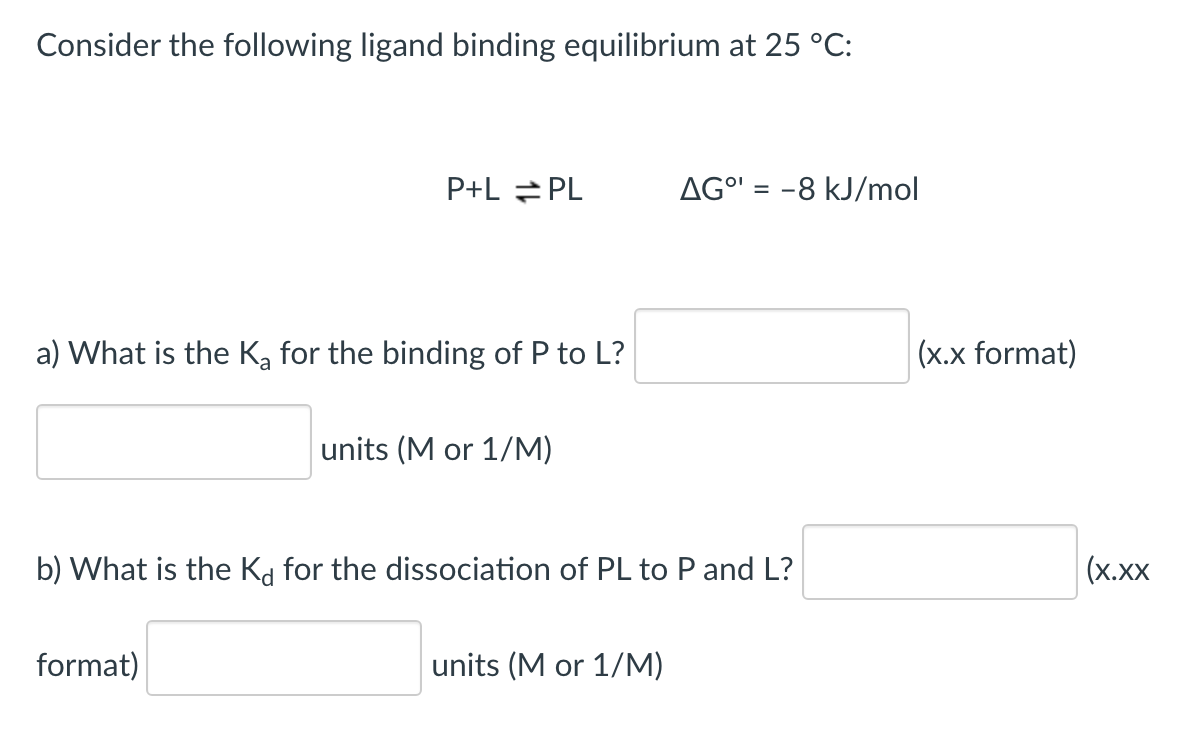 Solved Consider The Following Ligand Binding Equilibrium At Chegg Com