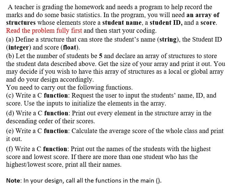 Solved A teacher is grading the homework and needs a program | Chegg.com