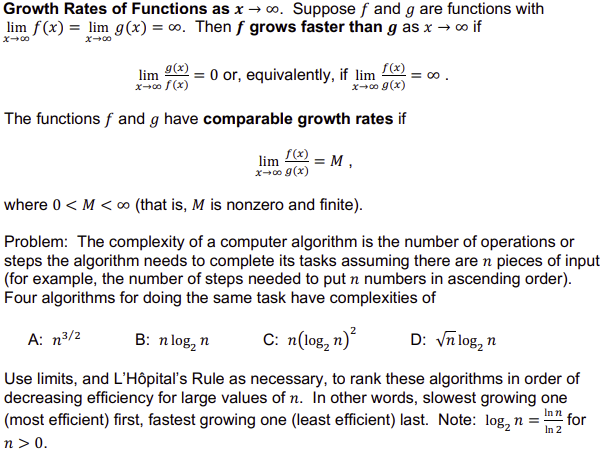 Growth Rates of Functions as x→∞. Suppose f and g are | Chegg.com