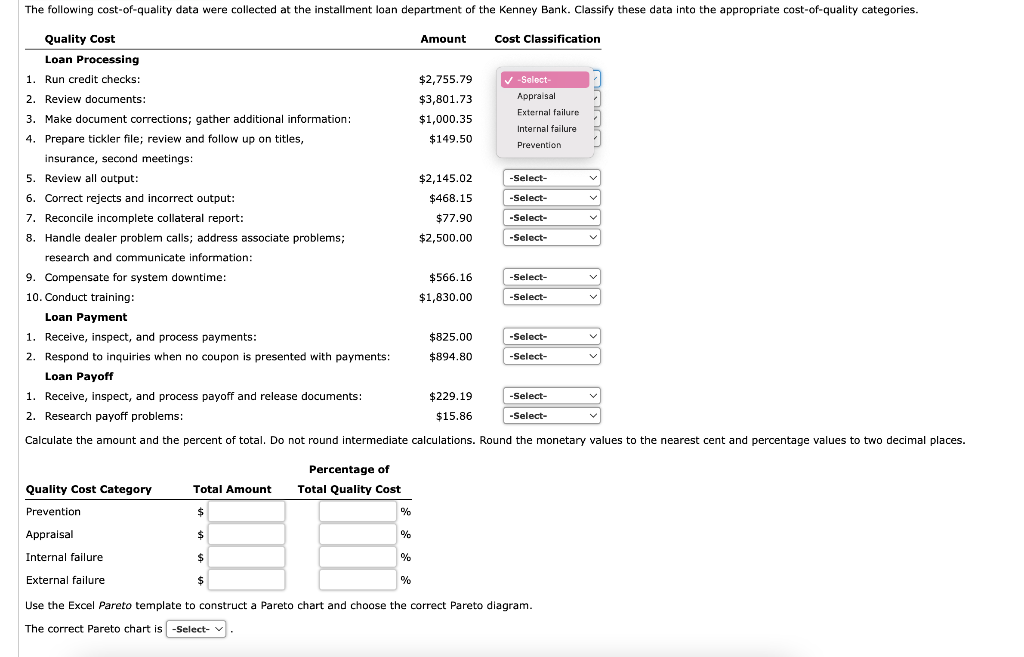 Solved Use the Excel Pareto template to construct a Pareto
