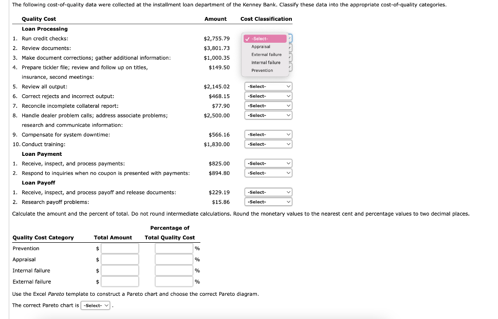 Solved Use The Excel Pareto Template To Construct A Pareto | Chegg.com