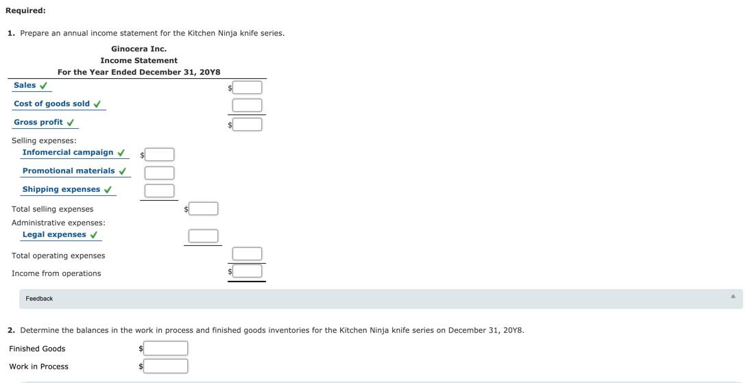 Solved Required 1 Prepare An Annual Income Statement For Chegg