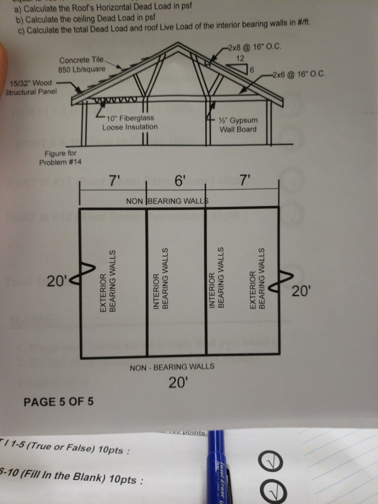 Solved a) Calculate the Roofs Horizontal Dead Load in psf b)