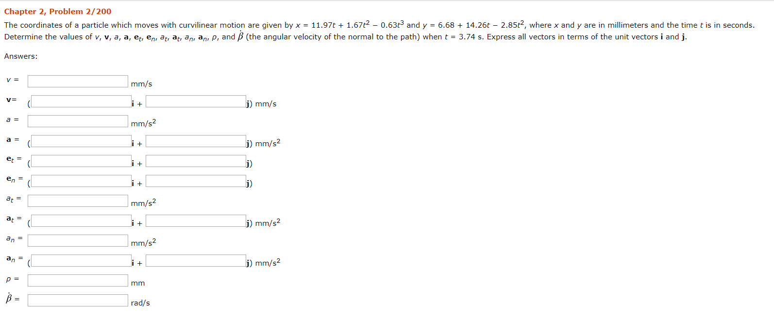 Solved Chapter 2, Problem 2/200 The coordinates of a | Chegg.com