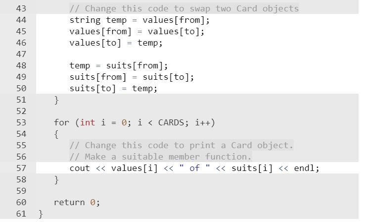 Solved The following program simulates shuffling of cards. | Chegg.com
