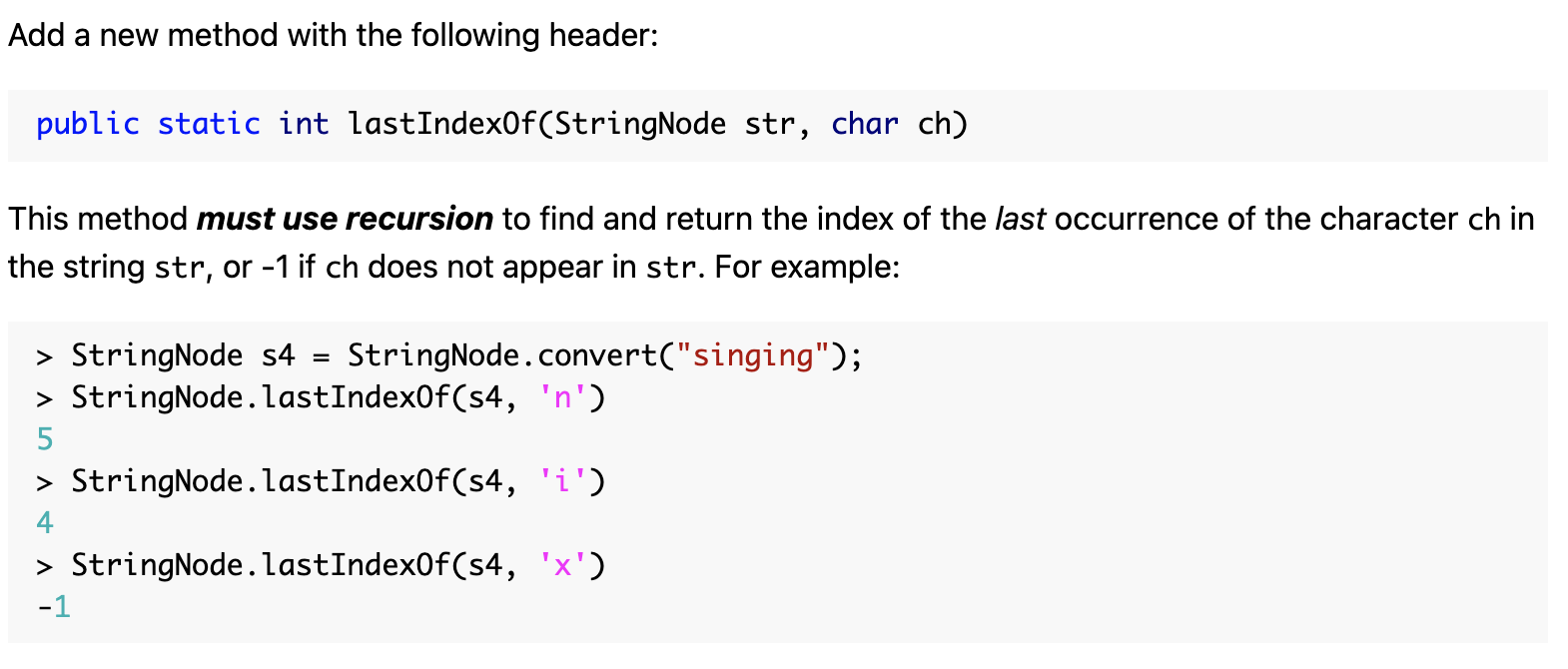 Solved Add a new method with the following header: public | Chegg.com