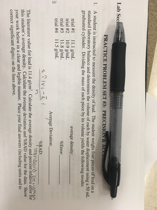 Solved Lab Sec PRACTICE PROBLEM SET #3: PRECISION & 1. A | Chegg.com