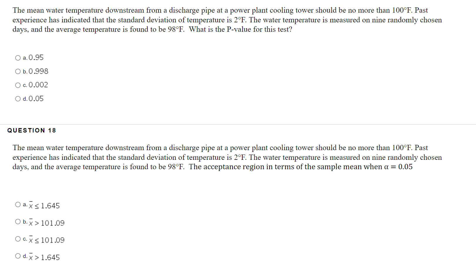 Solved The Mean Water Temperature Downstream From A 