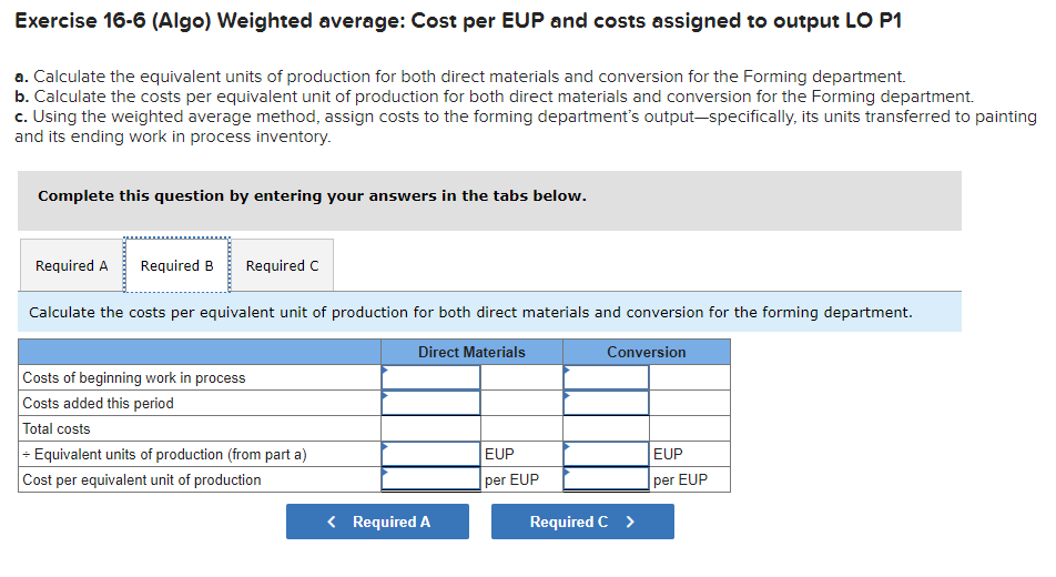 Solved Exercise 166 (Algo) Weighted average Cost per EUP