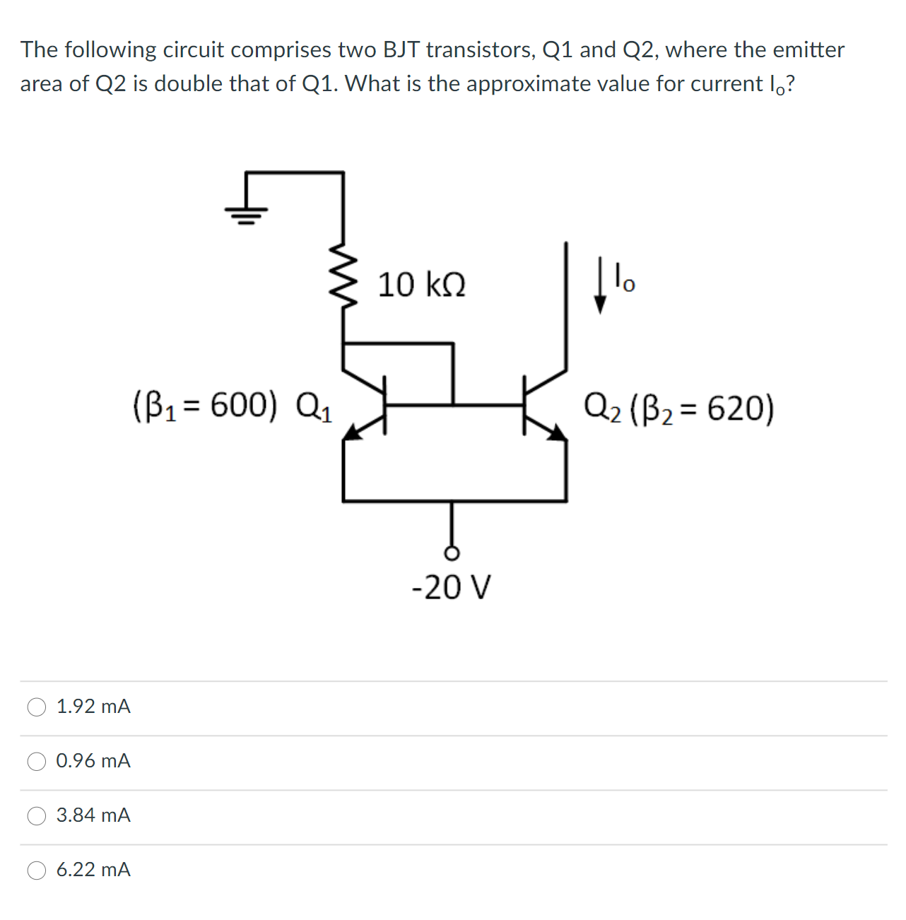 Solved The Following Circuit Comprises Two BJT Transistors, | Chegg.com