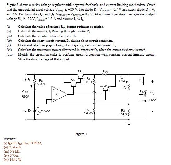 Solved SEO Figure 5 shows a series voltage regulator with | Chegg.com