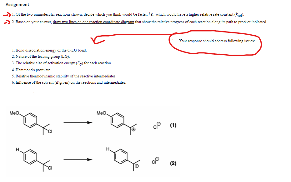 Solved Assignment 1. Of The Two Unimolecular Reactions Shown | Chegg.com