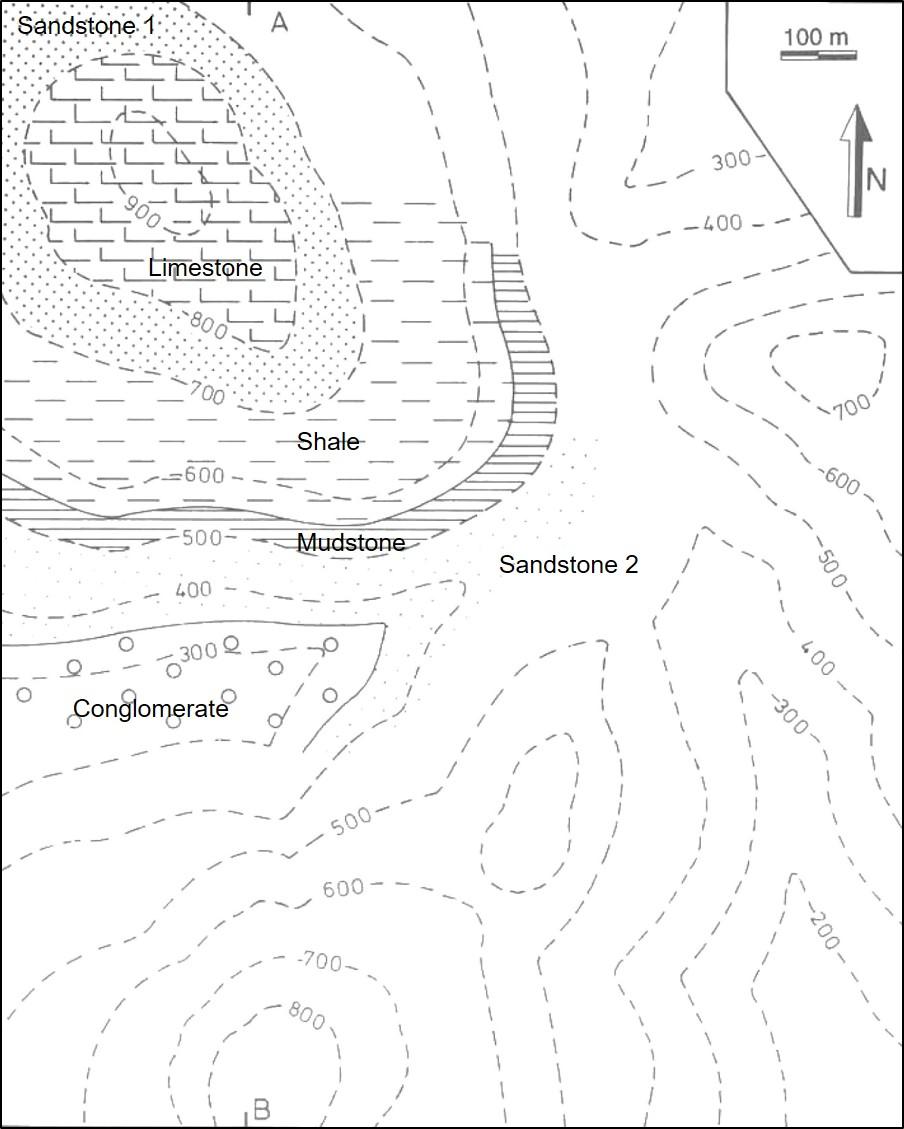 Solved This map shows an incomplete geological map. The | Chegg.com