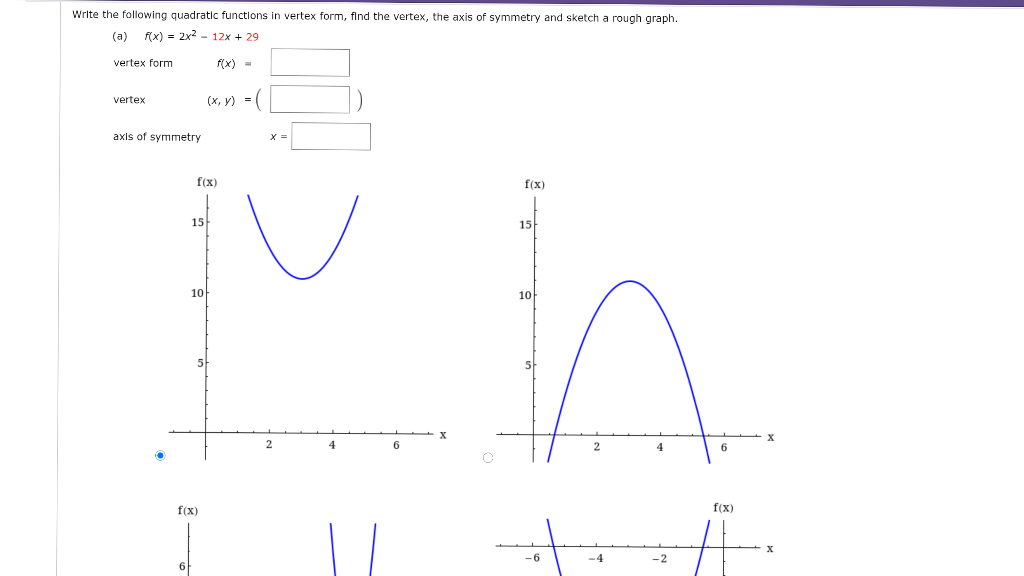 Solved Write the following quadratic functions in vertex | Chegg.com