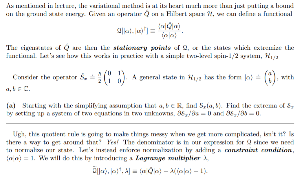 As mentioned in lecture, the variational method is at | Chegg.com