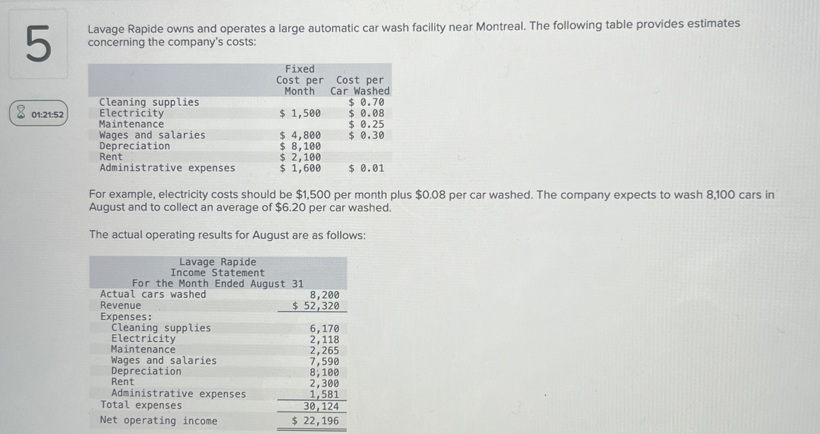 Solved Lavage Rapide owns and operates a large automatic car