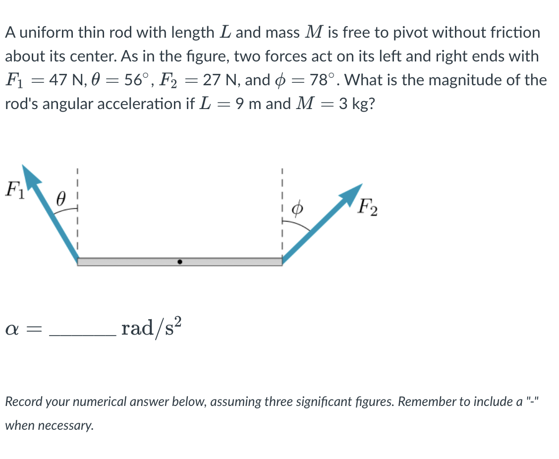 Solved A Uniform Thin Rod With Length L And Mass M Is Free | Chegg.com