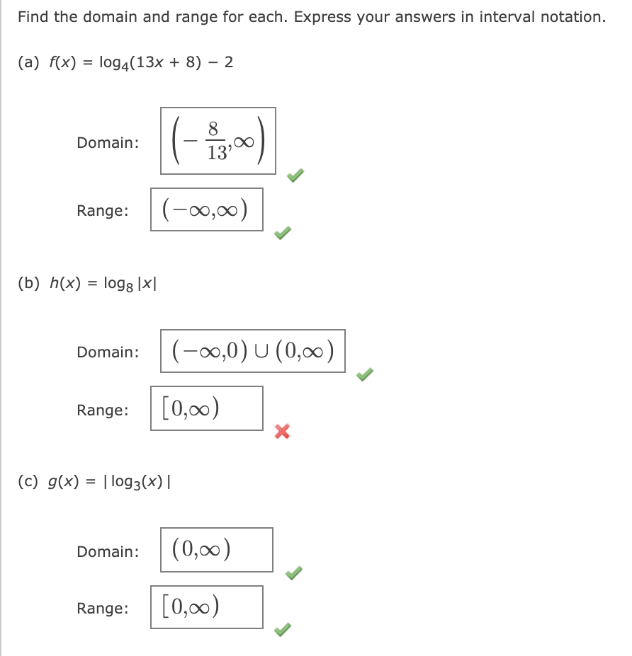 Solved Find the domain and range for each. Express your | Chegg.com