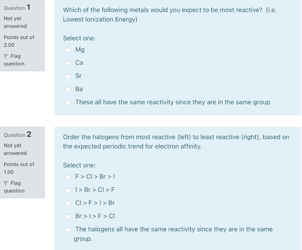 Solved Which of the following metals would you expect to be | Chegg.com