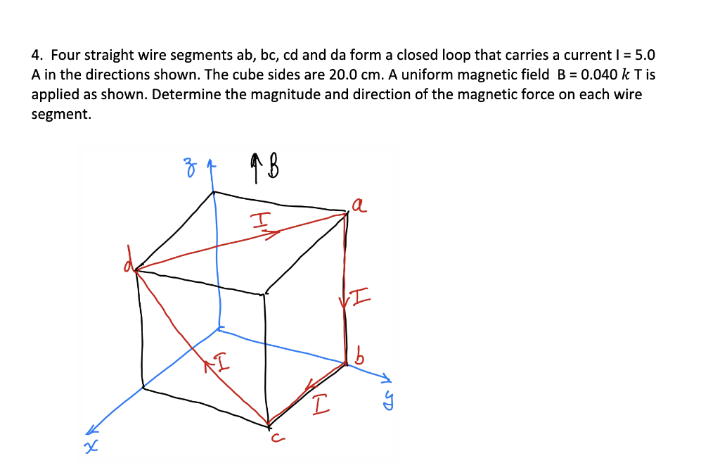 Solved 4. Four straight wire segments ab,bc, cd and da form | Chegg.com