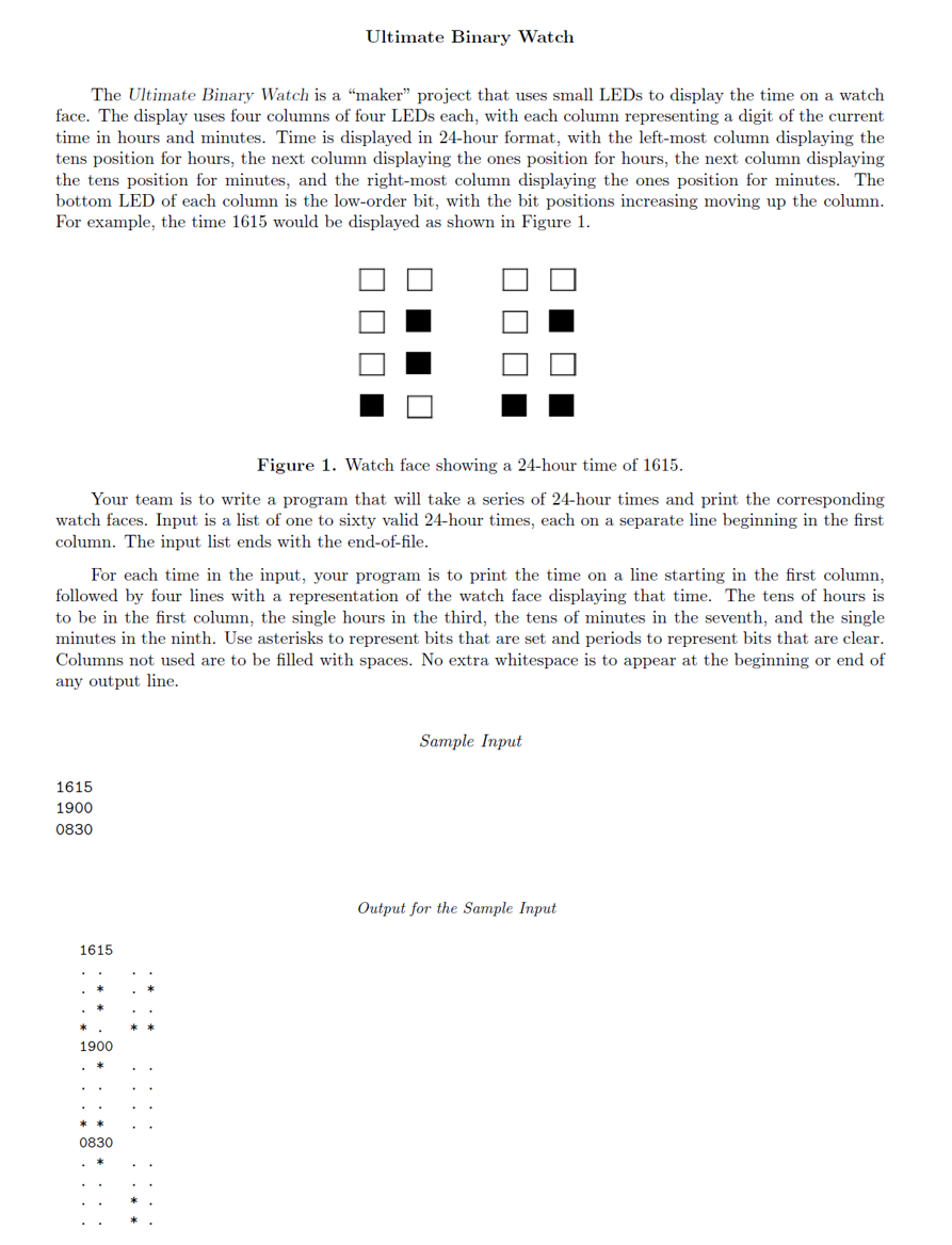 Solved Ultimate Binary Watch The Ultimate Binary Watch is a | Chegg.com