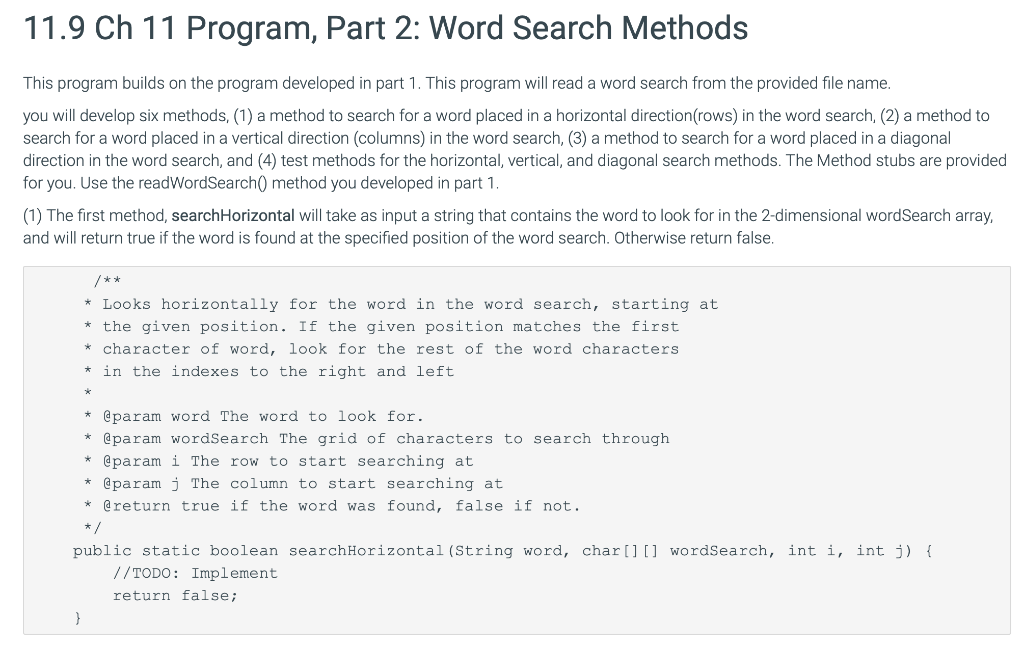 Solved: 11.9 Ch11 Program, Part 2: Word Search Methods - C