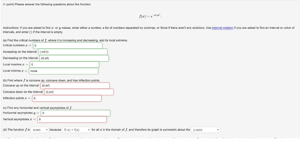 Solved (1 point) Please answer the following questions about | Chegg.com