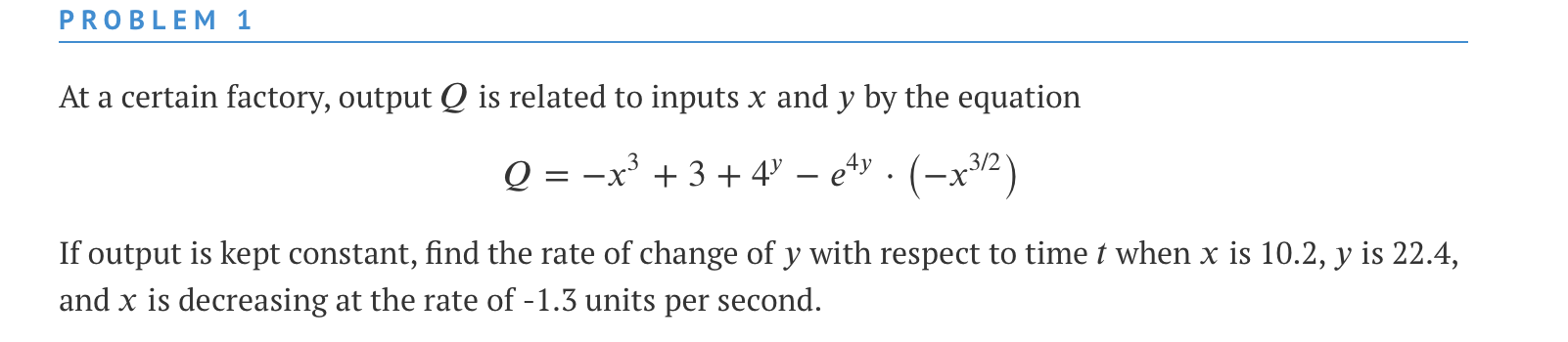 Solved PROBLEM 2 At a certain factory, output Q is related | Chegg.com