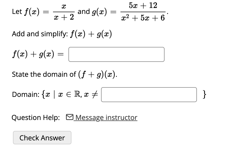 Solved Let F X X 2x And G X X2 5x 65x 12 Add And