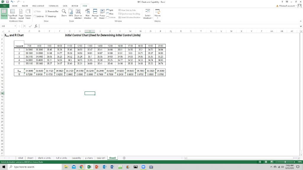 Using the attached data, calculate the upper control | Chegg.com