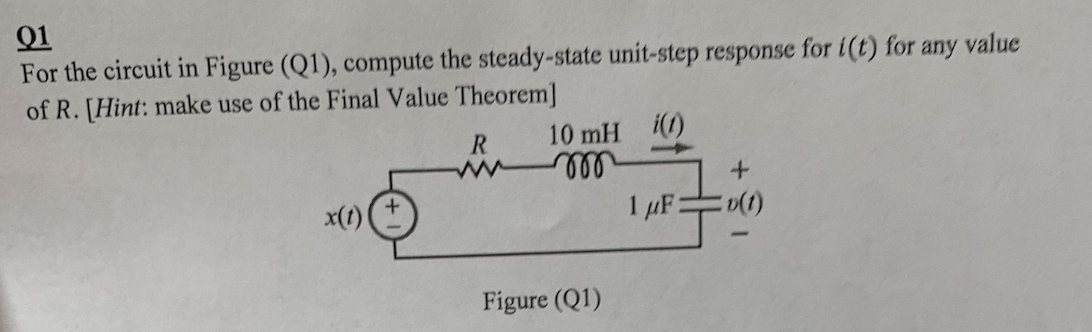 Solved Q1 For the circuit in Figure (Q1), compute the | Chegg.com