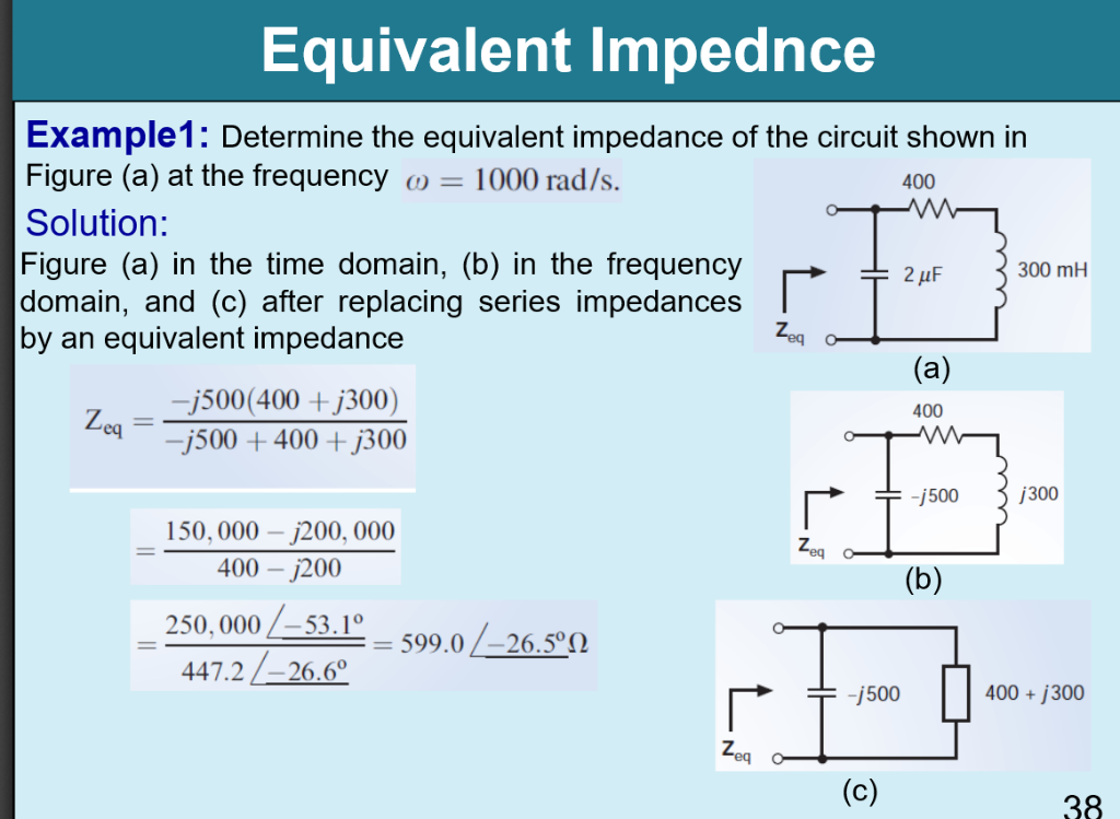 Given The Equivalent Impedance Of A Circuit Can Be Calculated By The