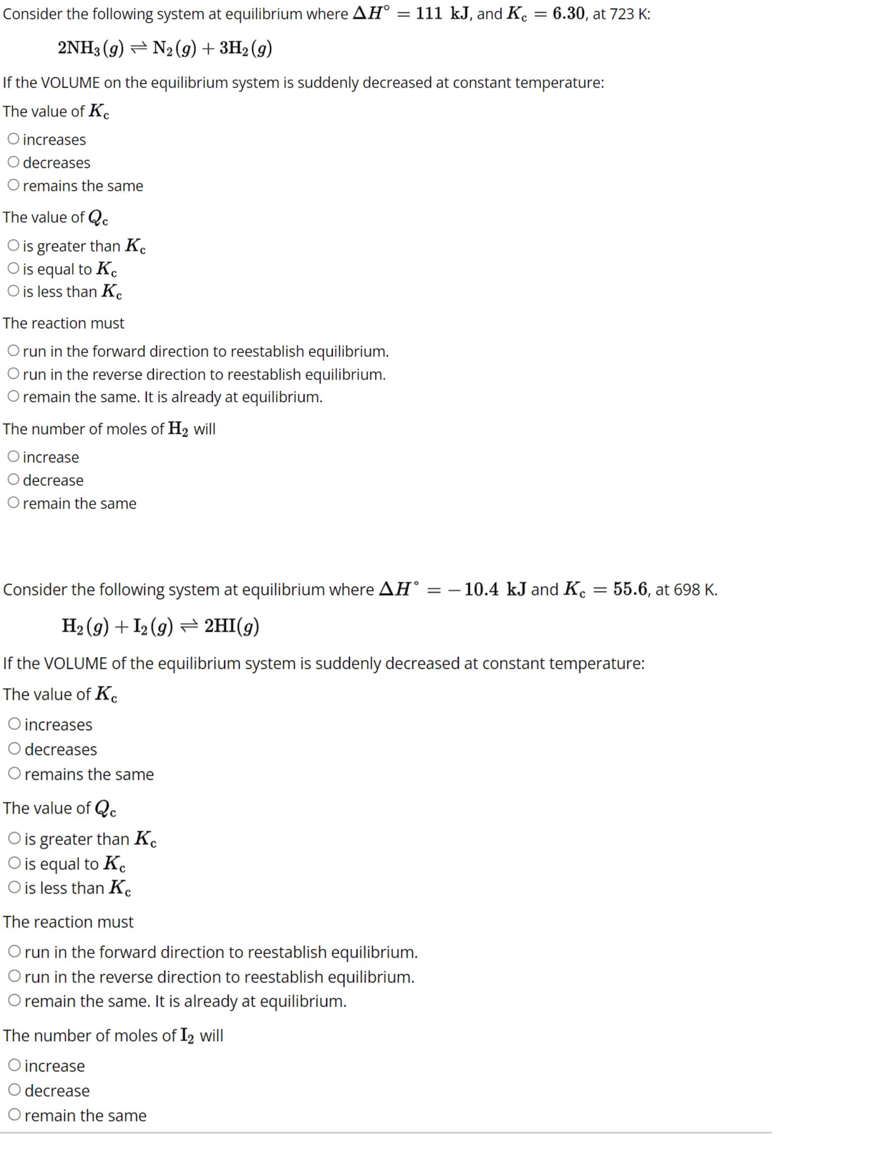 Solved Consider the following system at equilibrium where | Chegg.com