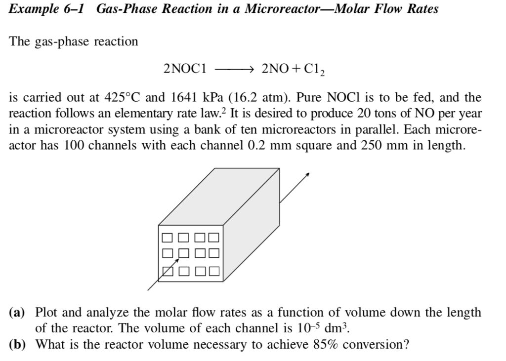 Example 6-1 Gas-Phase Reaction in a | Chegg.com