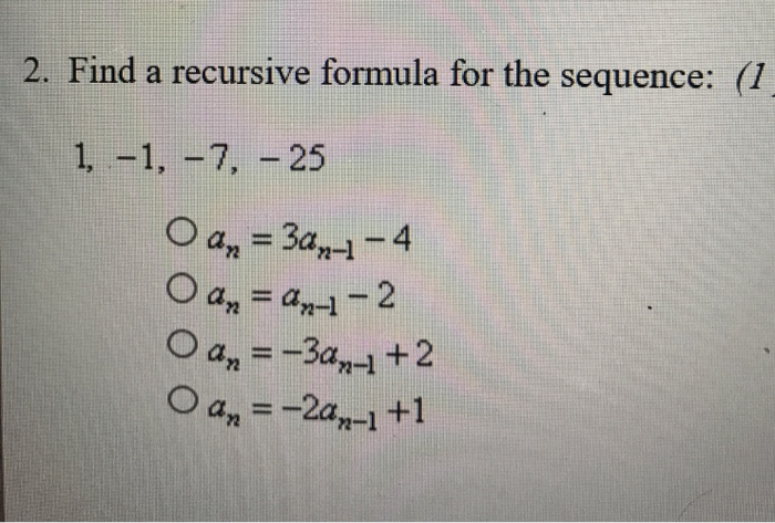 formula for recursive sequence