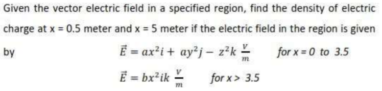 Solved Given the vector electric field in a specified | Chegg.com