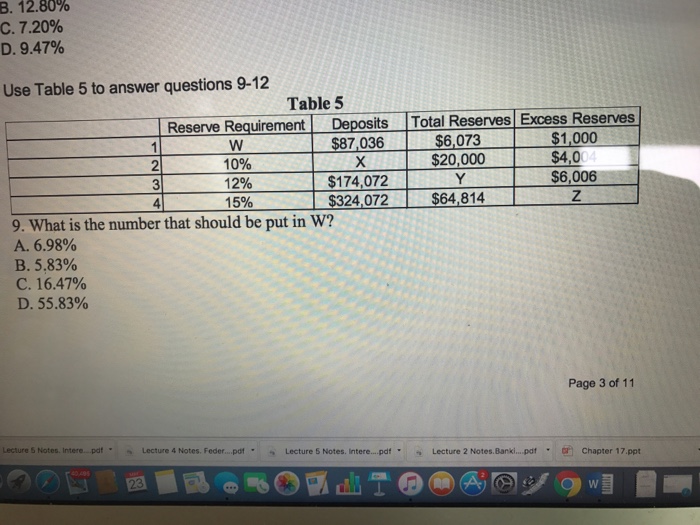 Solved Use Table 5 to answer questions 9-12 What is the | Chegg.com